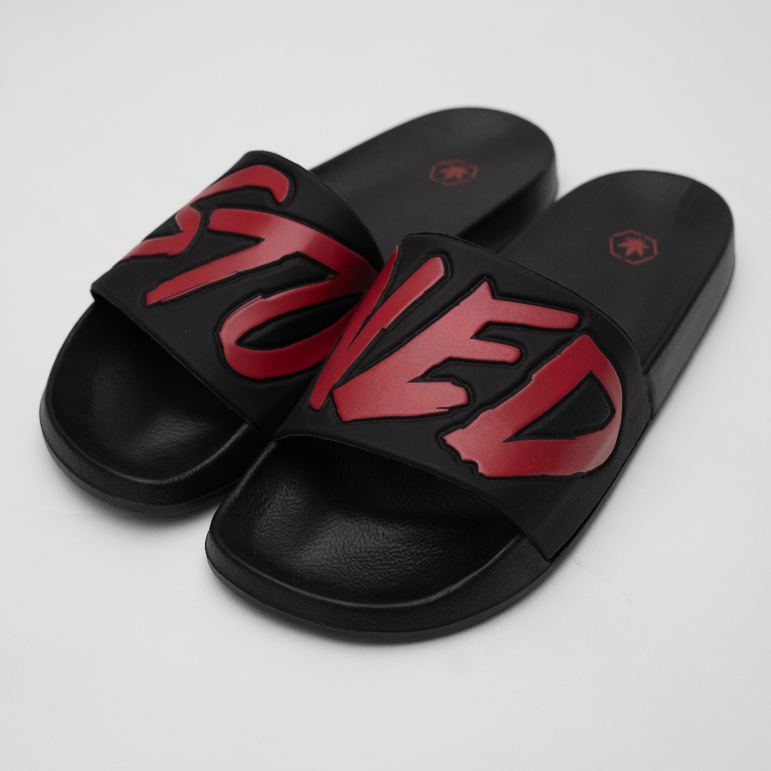 Stoned Logo Sandals Black Red Stoned Co Group
