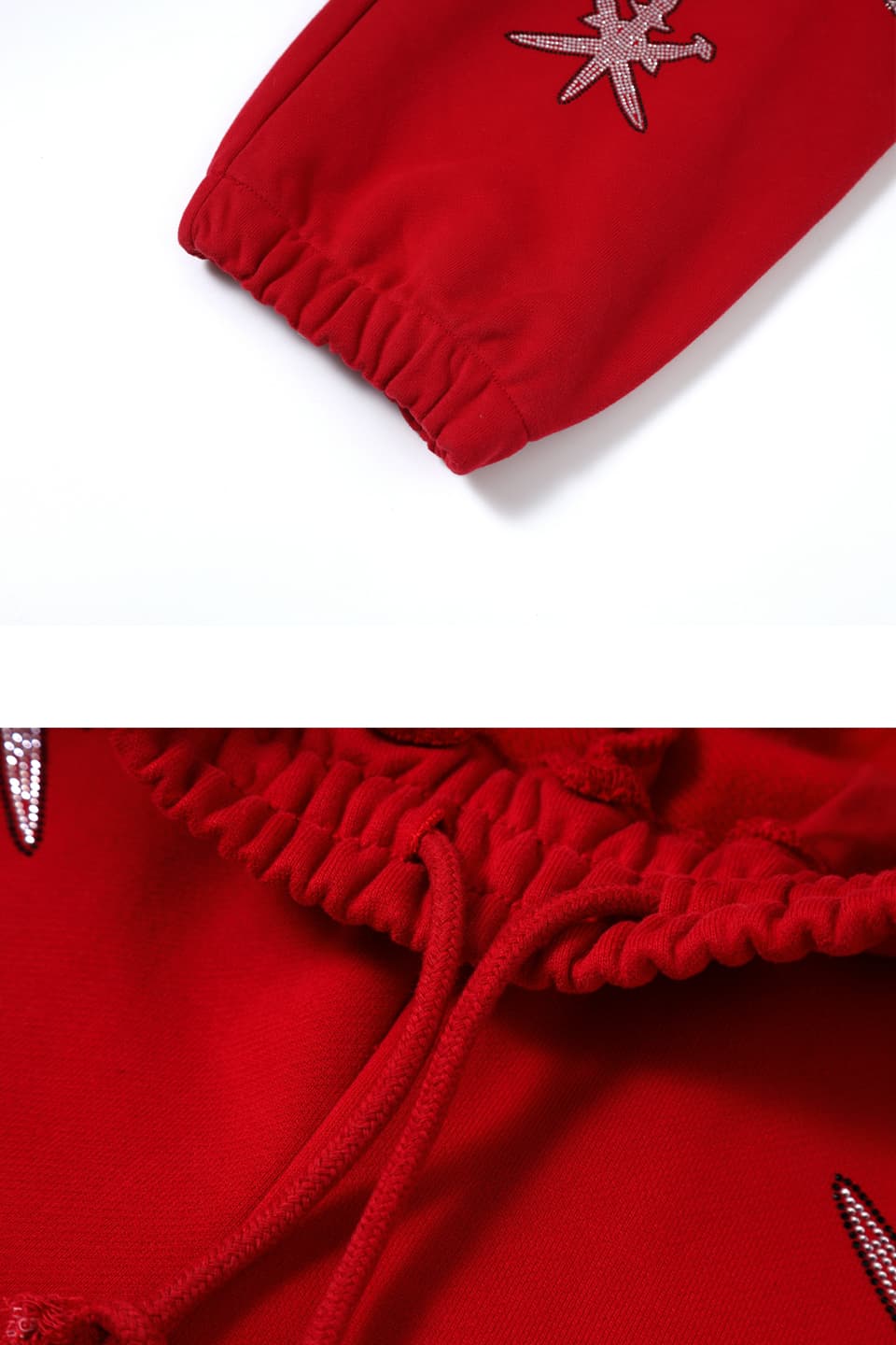 Unknown : Black Outline Dagger Rhinestone Red Joggers