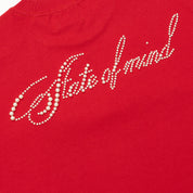 Blessed26 : Cursive Pearl Logo Tee Red