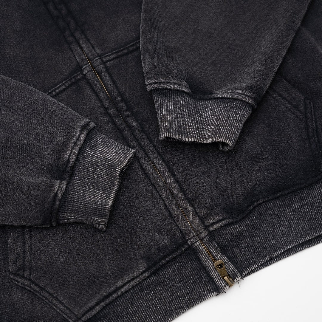 Void : Vintage Washed Zip Hoodie Black