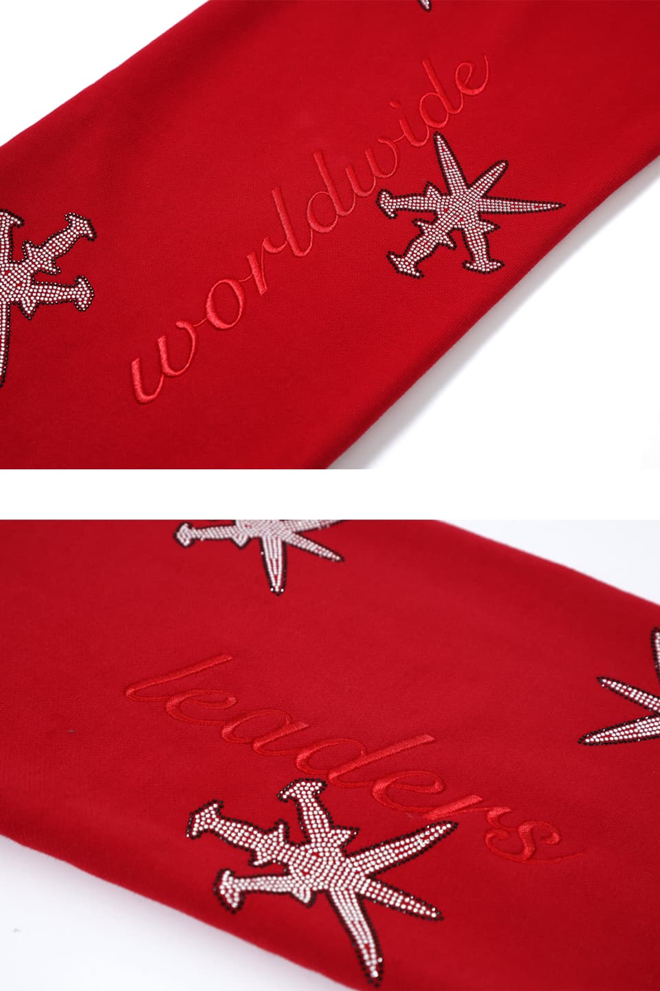 Unknown : Black Outline Dagger Rhinestone Red Joggers