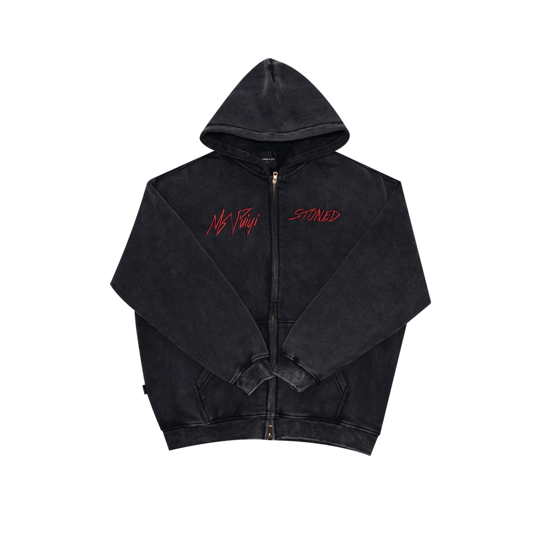 Stoned x Ms Puiyi : Hotter Than Hell Zipped Hoodie Black
