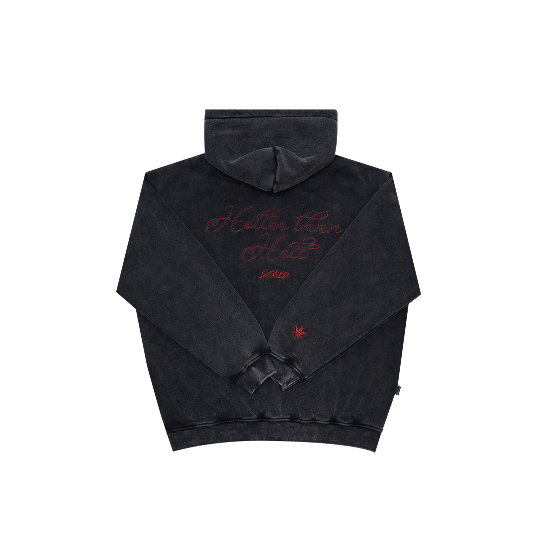 Stoned x Ms Puiyi : Hotter Than Hell Zipped Hoodie Black