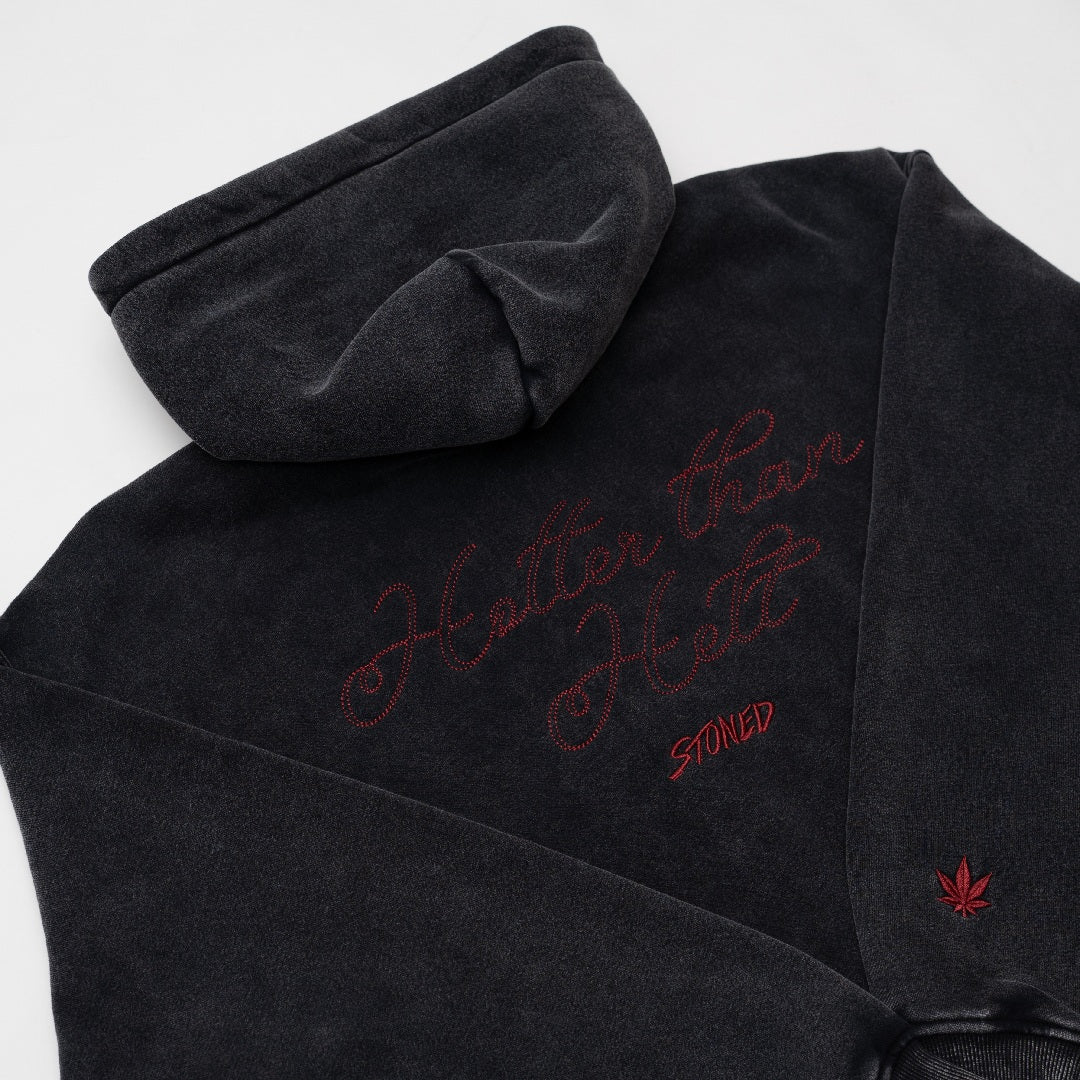 Stoned x Ms Puiyi : Hotter Than Hell Zipped Hoodie Black