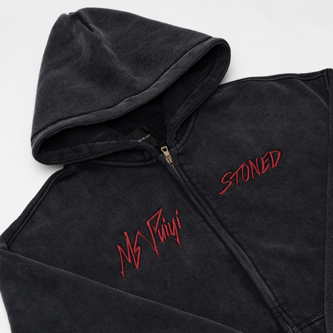 Stoned x Ms Puiyi : Hotter Than Hell Zipped Hoodie Black
