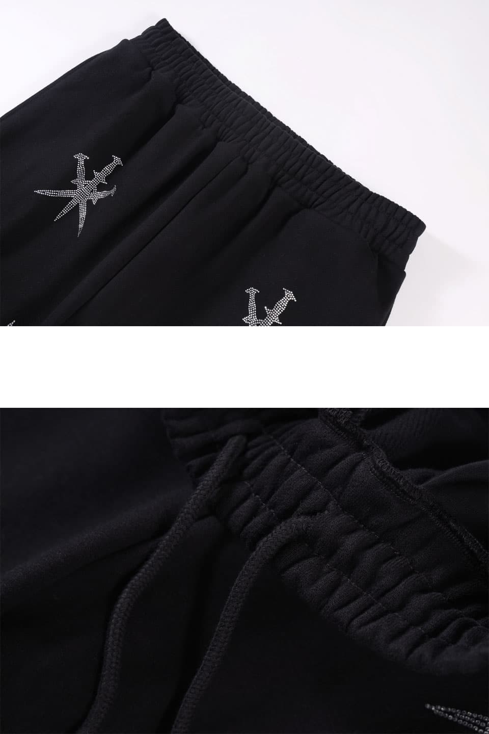 Unknown : Black Dagger Rhinestoned Joggers