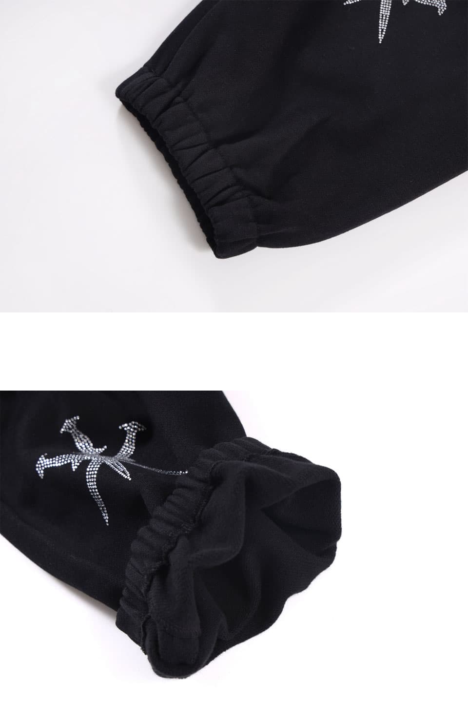 Unknown : Black Dagger Rhinestoned Joggers