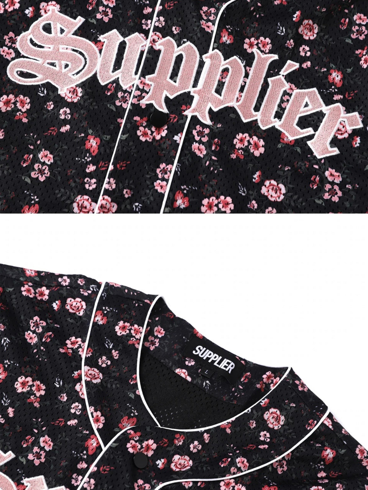 Supplier : Flower Mesh Baseball Shirt Black