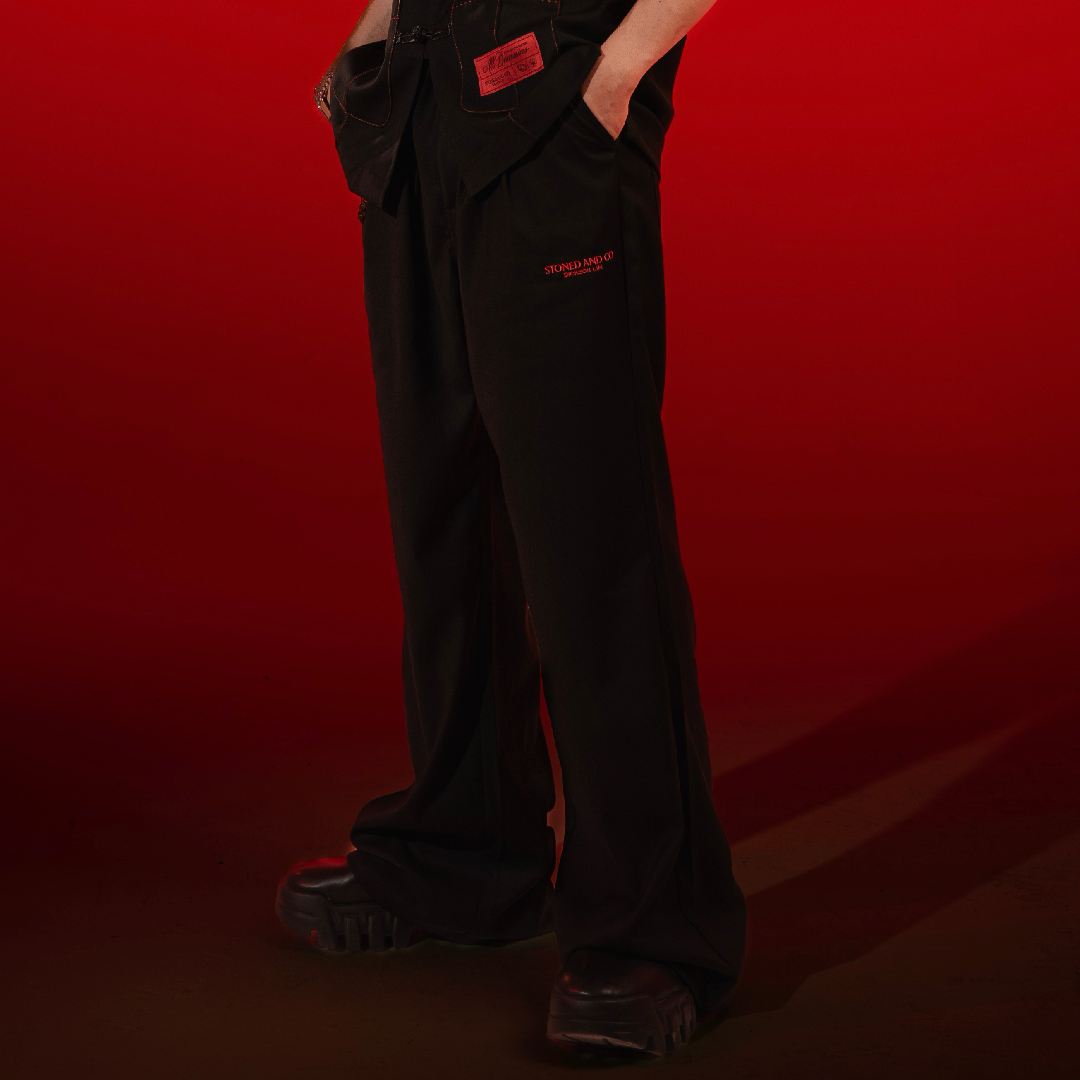 Stoned x Dickson Lim : Wide-Leg Trousers Black
