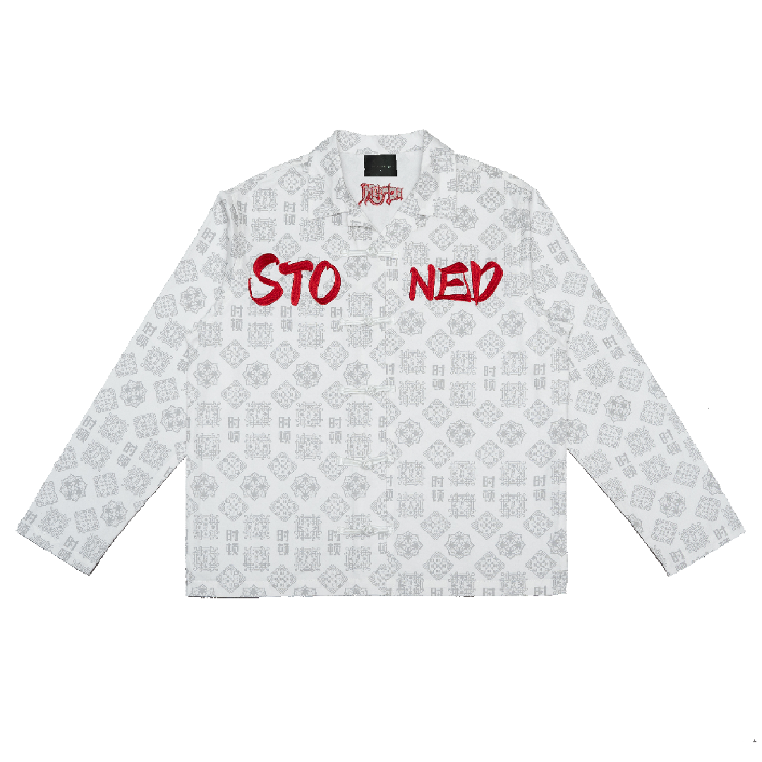 トップス GOLDEN  BOYFRIEND SHIRT Women's bleached boyfriend shirt with cabochon crystals