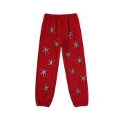 Unknown : Black Outline Dagger Rhinestone Red Joggers