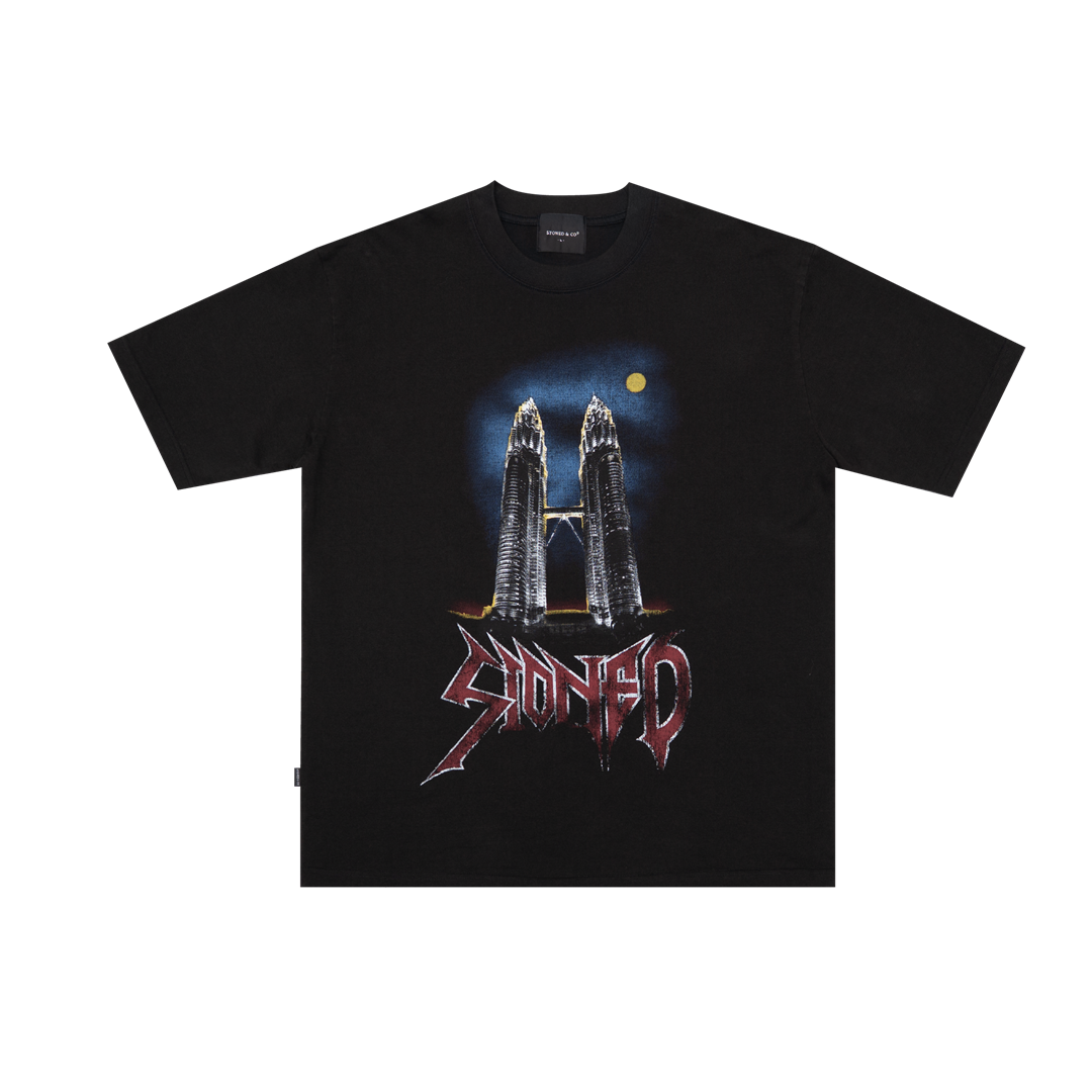 EOT : Twin Tower Washed Tee Black