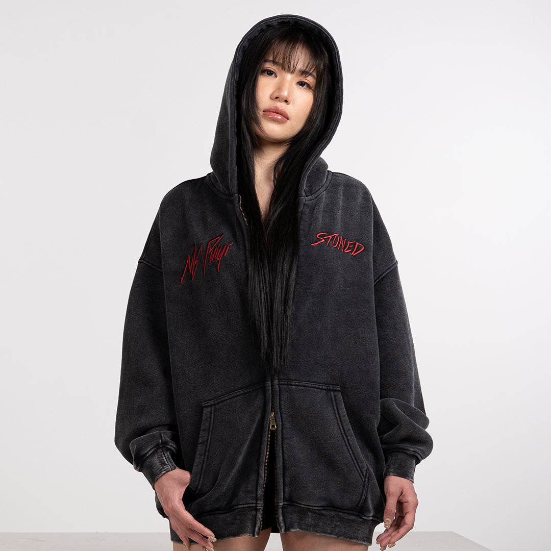 Stoned x Ms Puiyi : Hotter Than Hell Zipped Hoodie Black