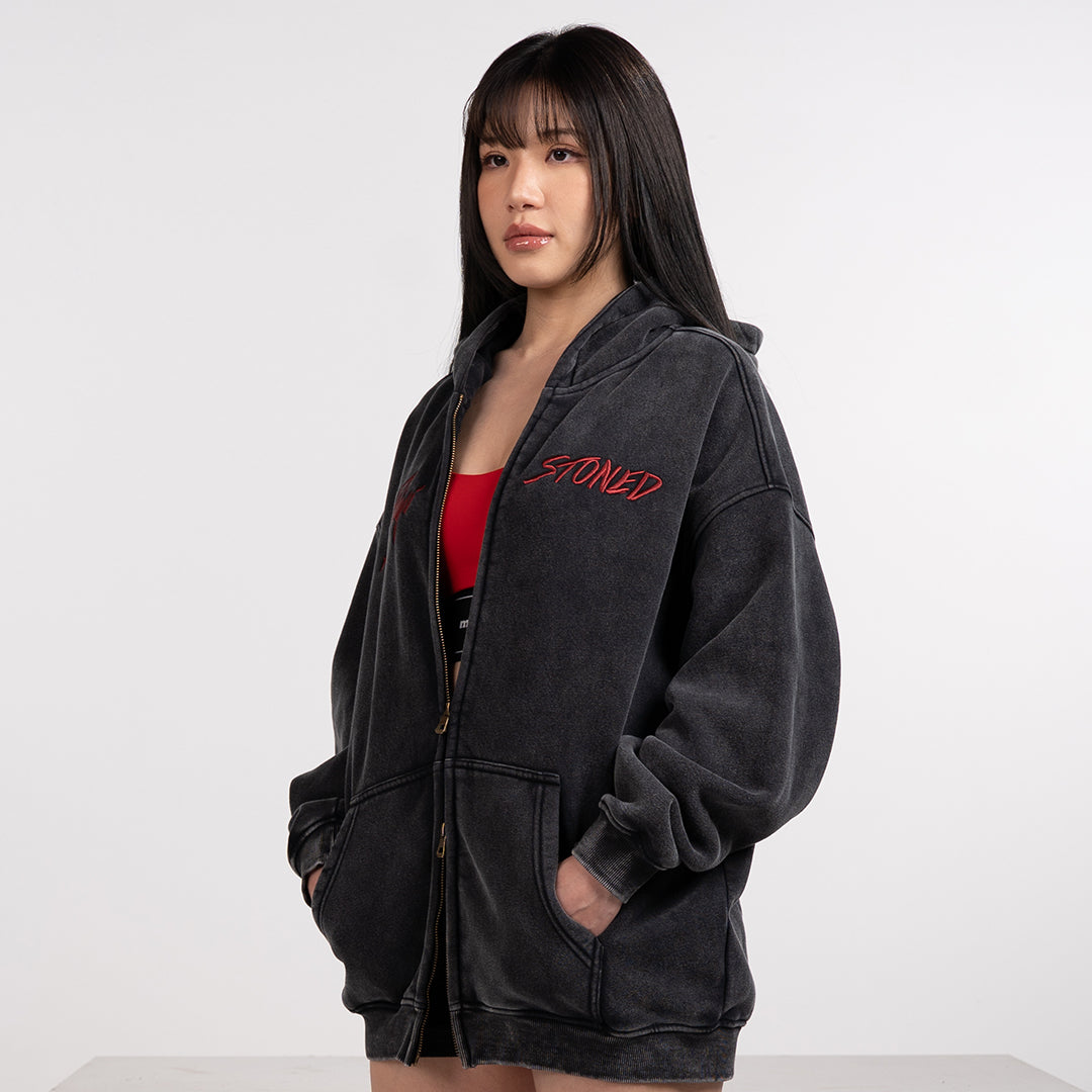 Stoned x Ms Puiyi : Hotter Than Hell Zipped Hoodie Black