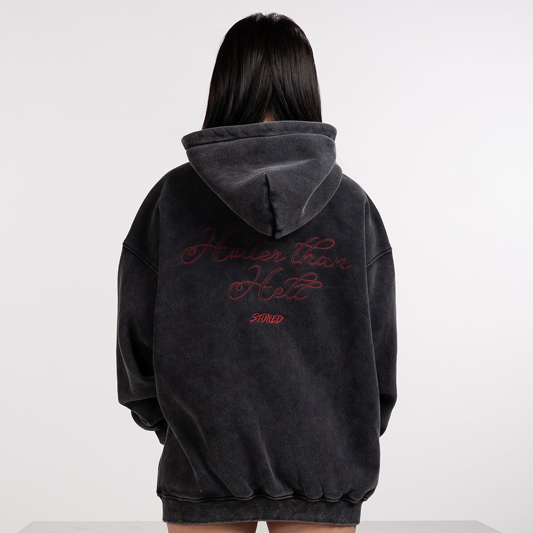 Stoned x Ms Puiyi : Hotter Than Hell Zipped Hoodie Black