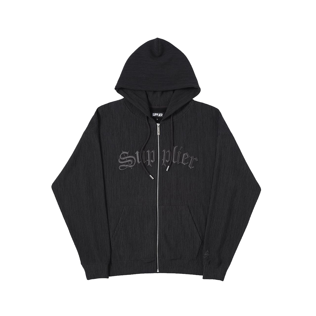 【HI FI FNK】Record Pleats Zip Hoodie Supplier : Pleats Zip Hoodie Black – Stoned & Co Group