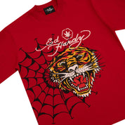 Stoned x Ed Hardy : Rhinestone Tiger Dagger Tee Red