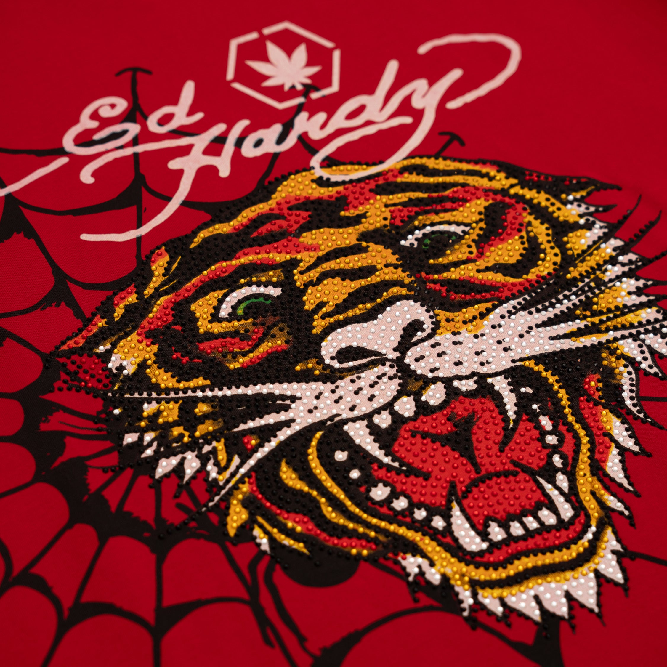 Stoned x Ed Hardy : Rhinestone Tiger Dagger Tee Red