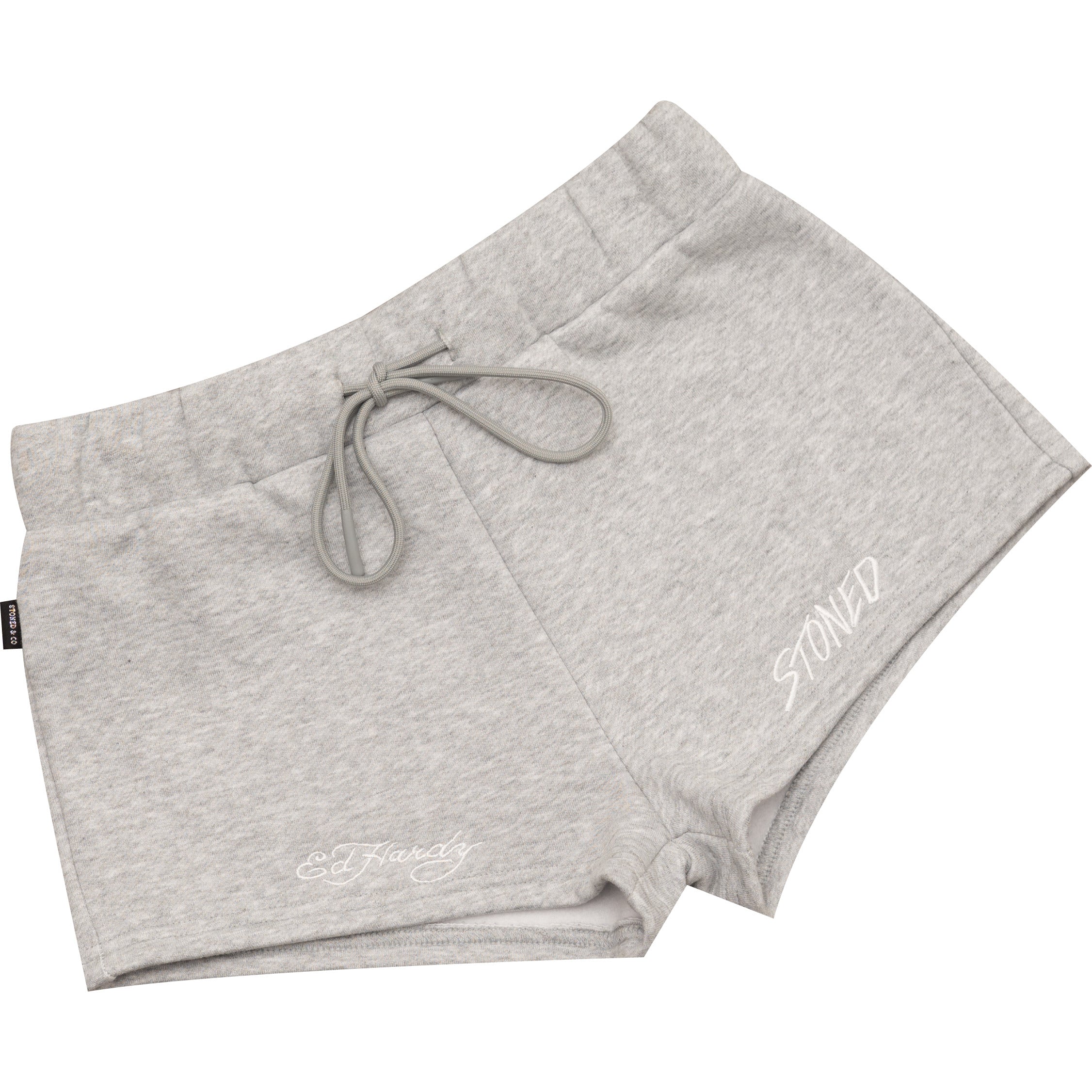 Stoned x Ed Hardy : Rhinestone Womens Shorts Grey