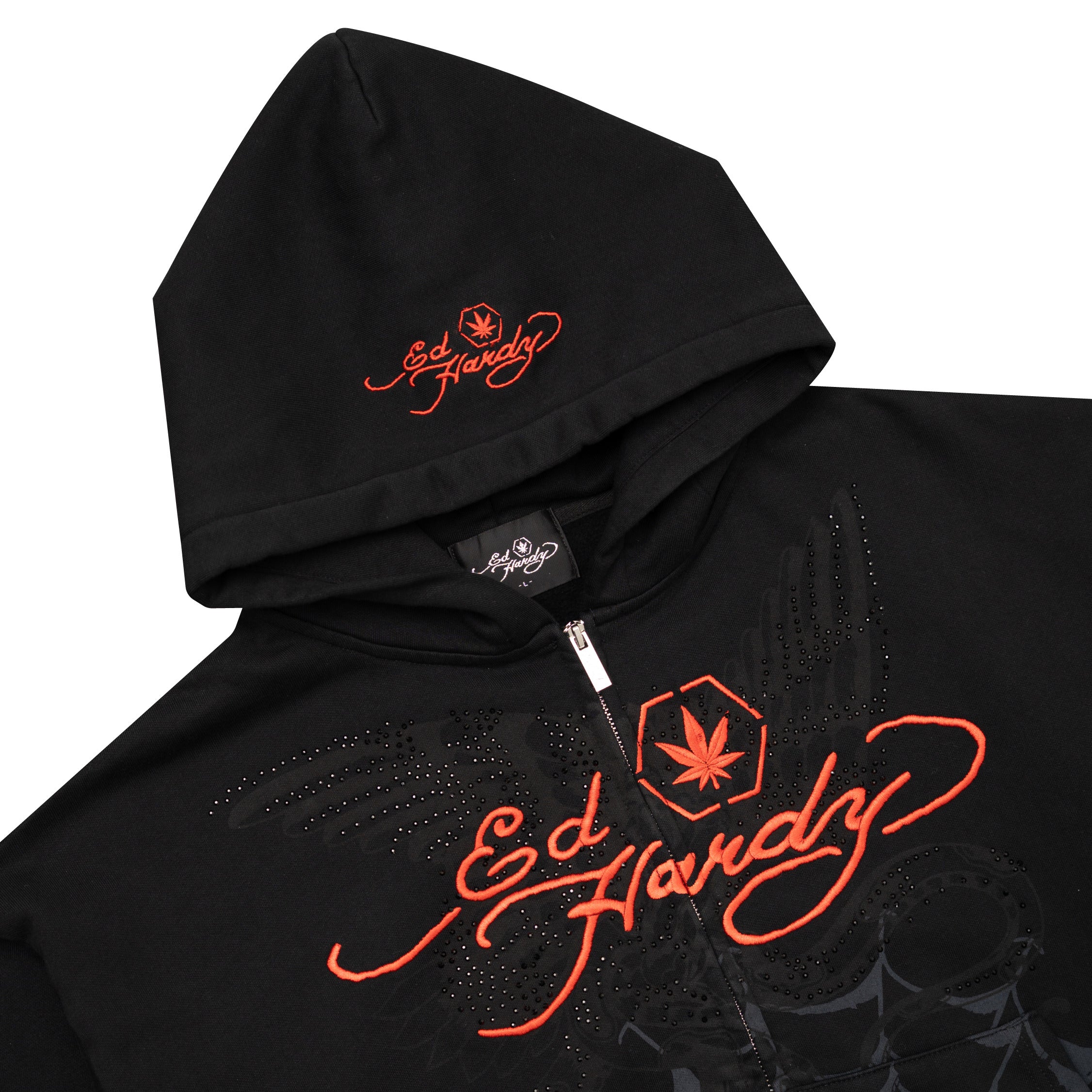 Stoned x Ed Hardy : Black Widow Zip Up Hoodie