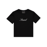 Dark Horse : Cursive Logo Crop Top Black