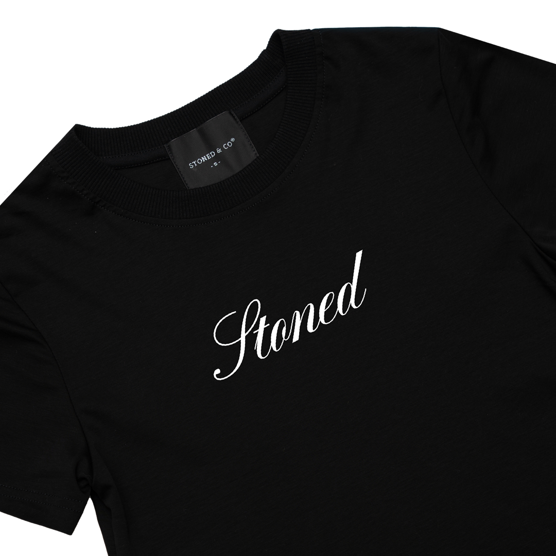 Dark Horse : Cursive Logo Crop Top Black