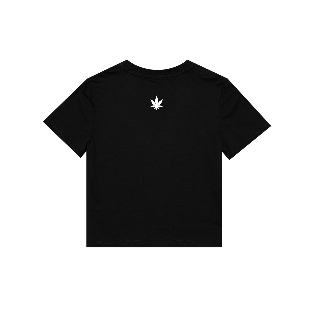 Dark Horse : Cursive Logo Crop Top Black