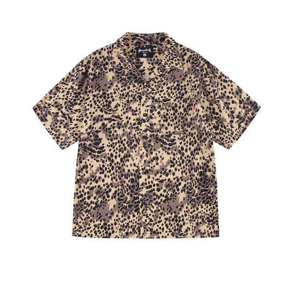 【PARTIMENTO】 Leopard Graffiti Open Collar Shirts /追跡付 PARTIMENTO】 Leopard Graffiti Open Collar Shirts /追跡付