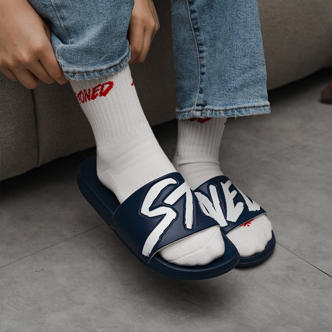 Stoned : Logo Sandals Navy