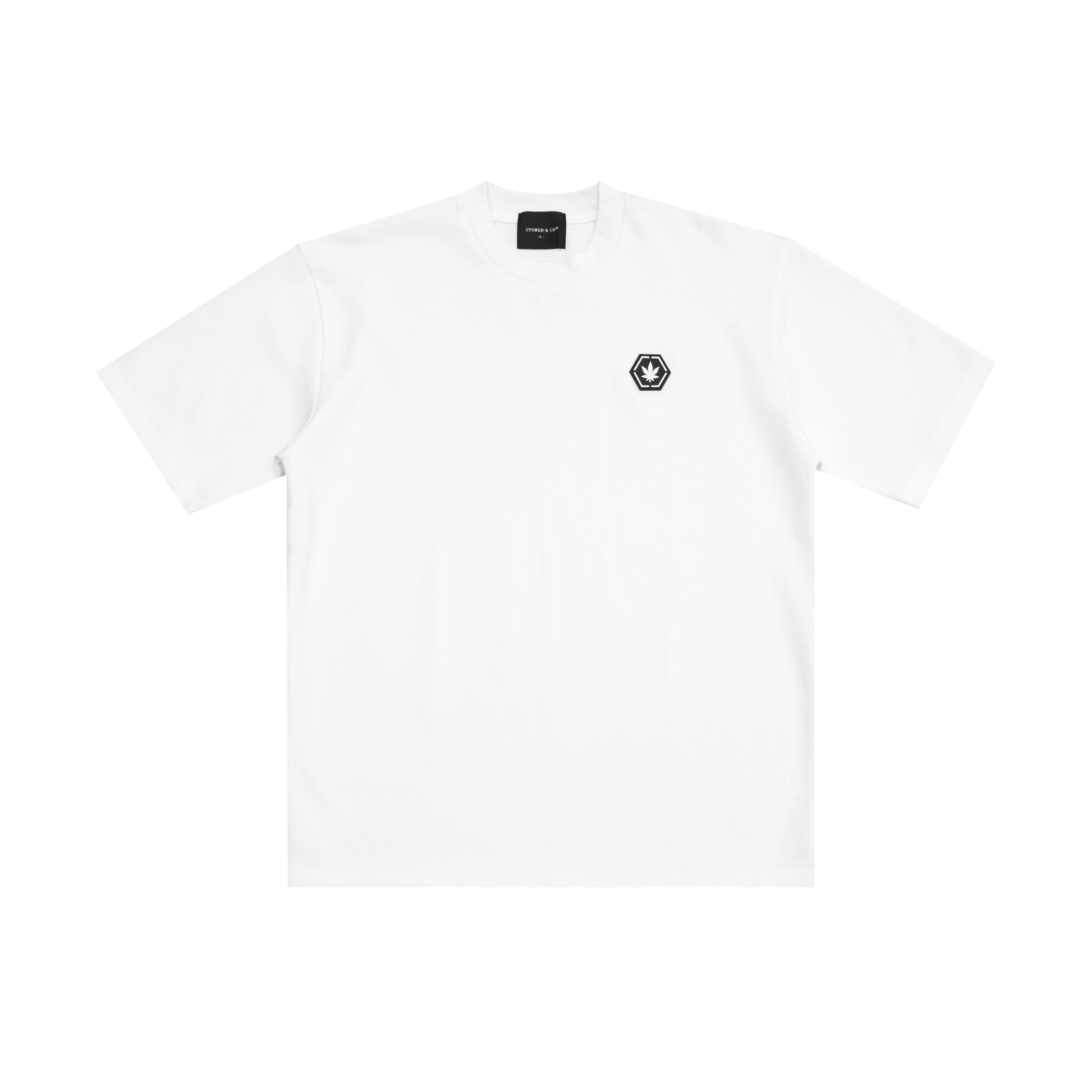 StonedBasicHexagonPatchTeeWhite01.png