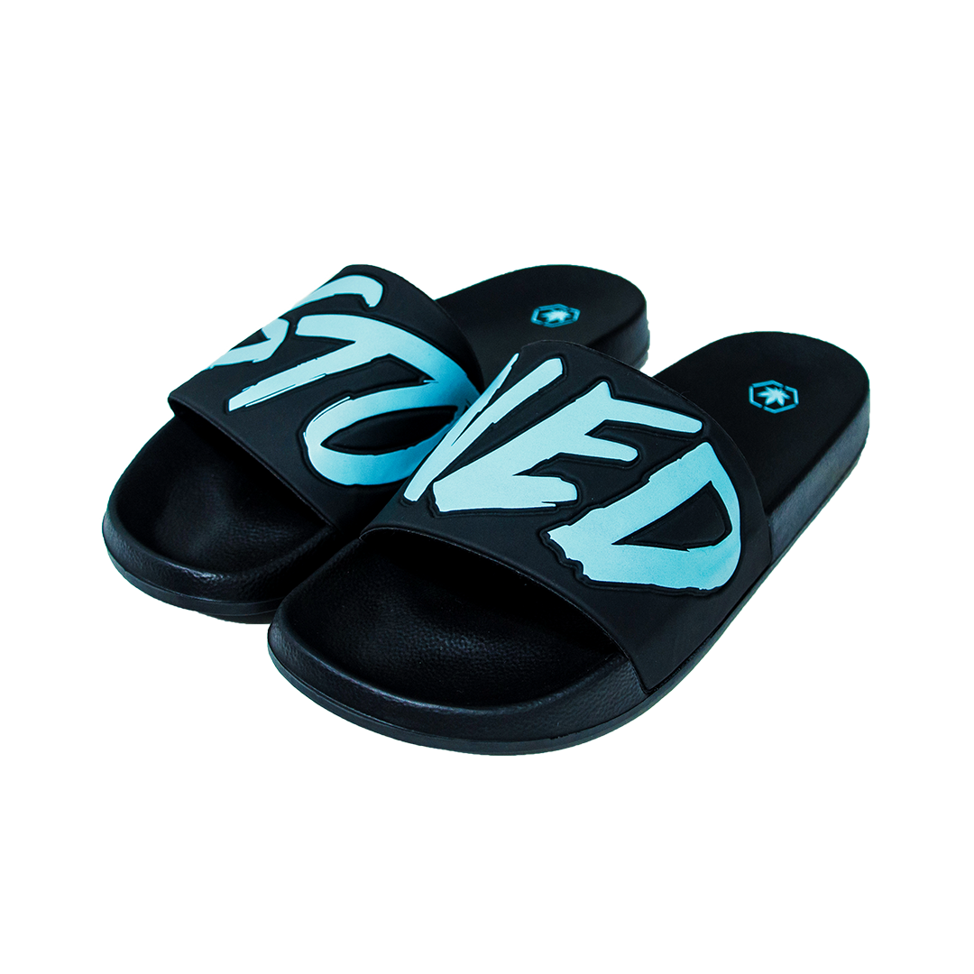 Stoned : Logo Sandals Black Tiffany