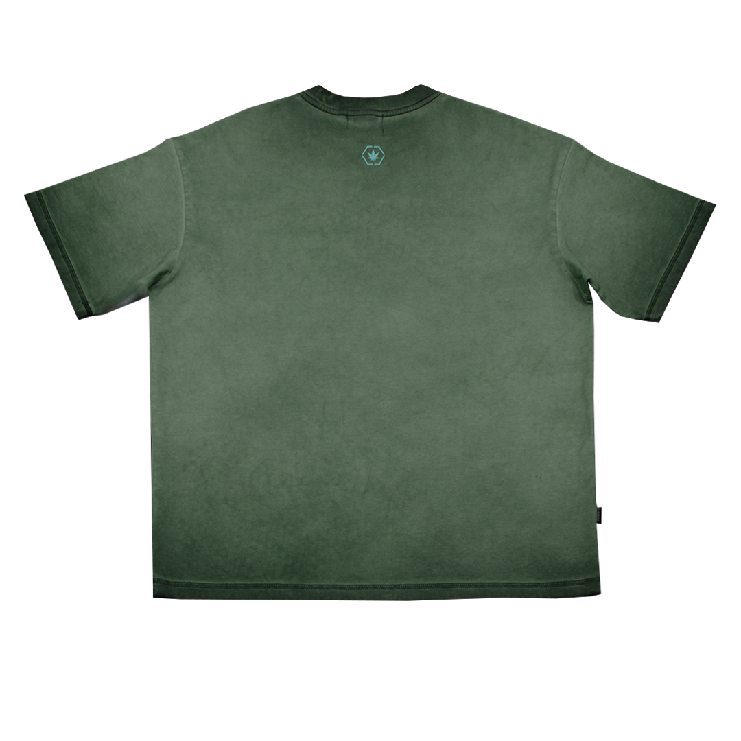 Stoned Blessed : Logo Tee Washed Tee Green