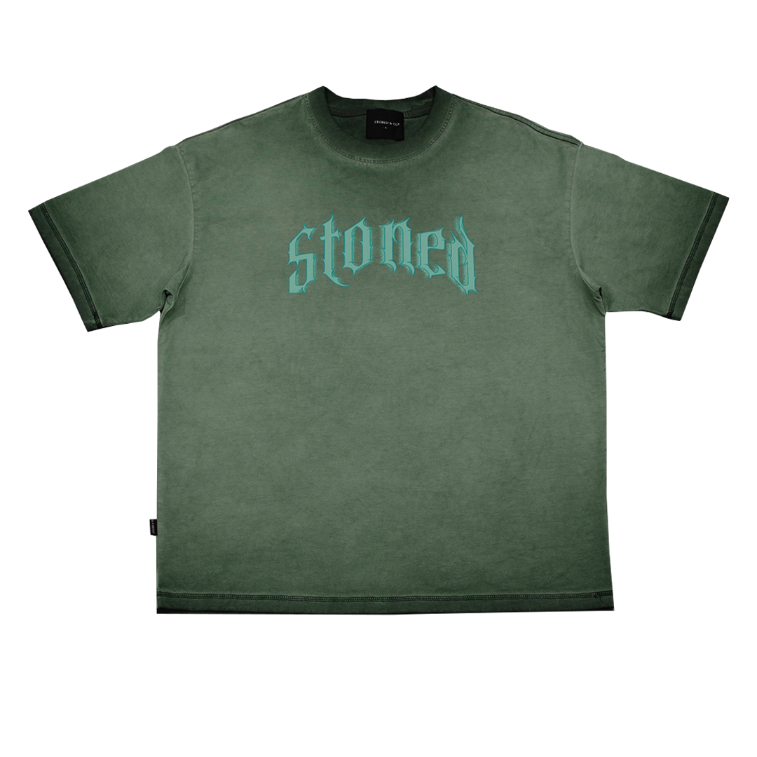Stoned Blessed : Logo Tee Washed Tee Green