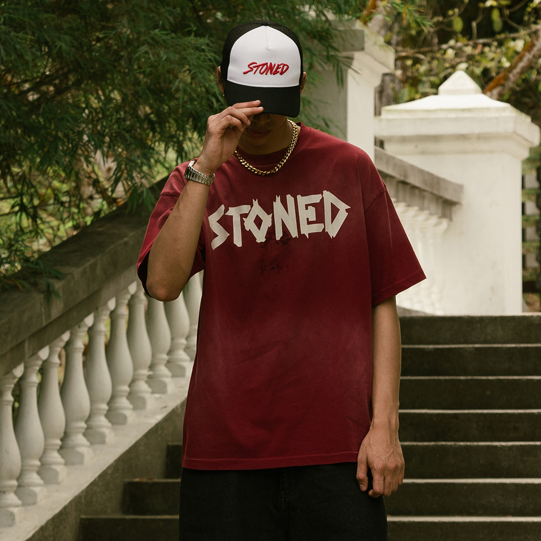 Golden Jade : Stoned Tape Wash Tee Red