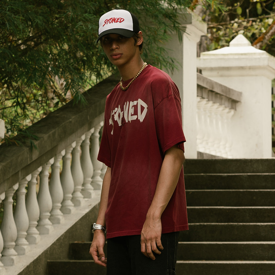 Golden Jade : Stoned Tape Wash Tee Red