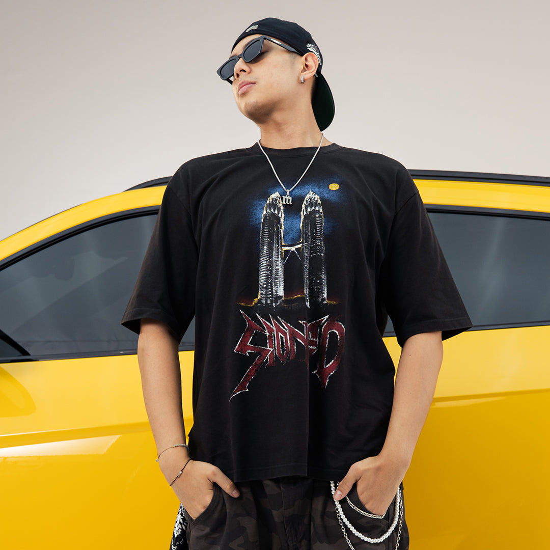 EOT : Twin Tower Washed Tee Black