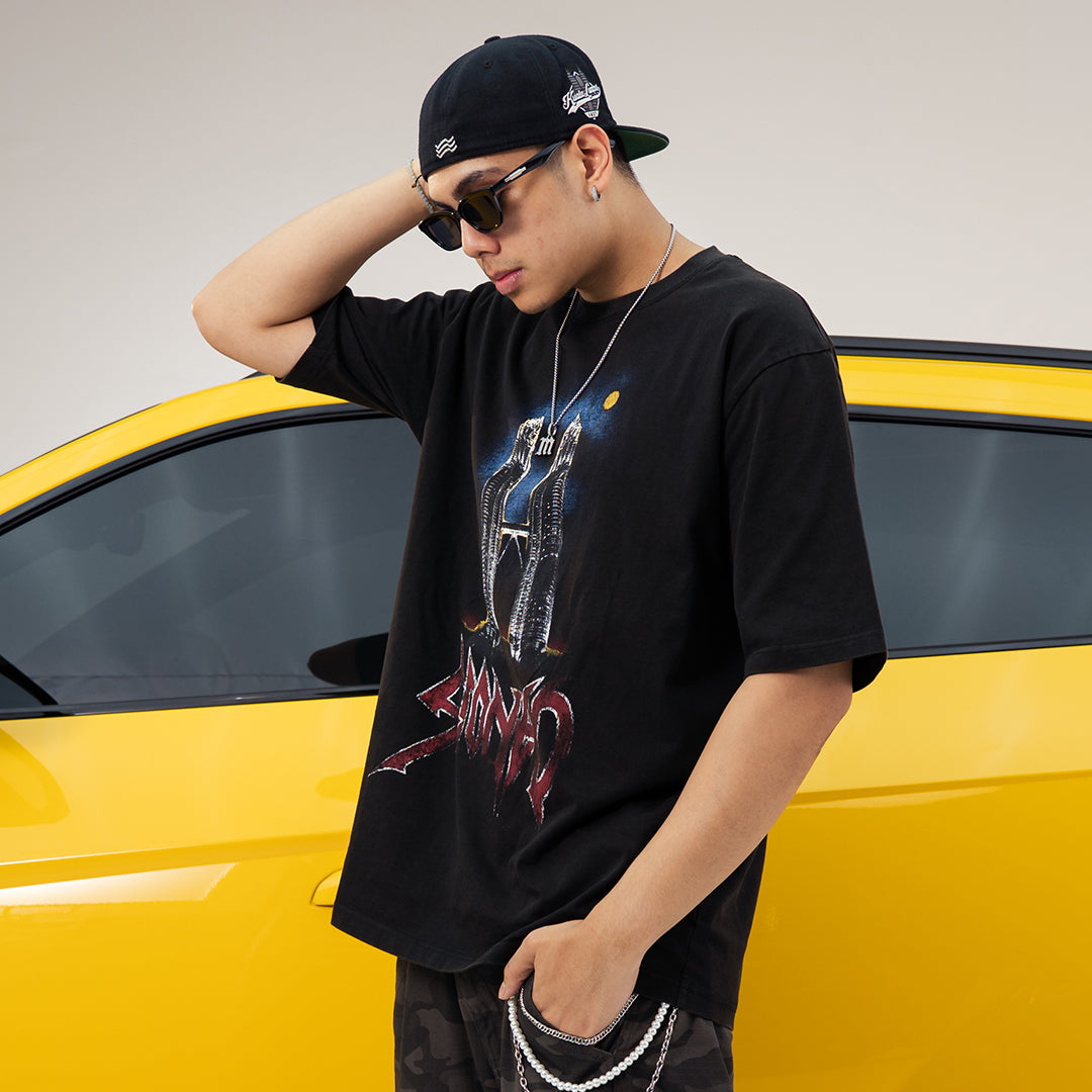 EOT : Twin Tower Washed Tee Black