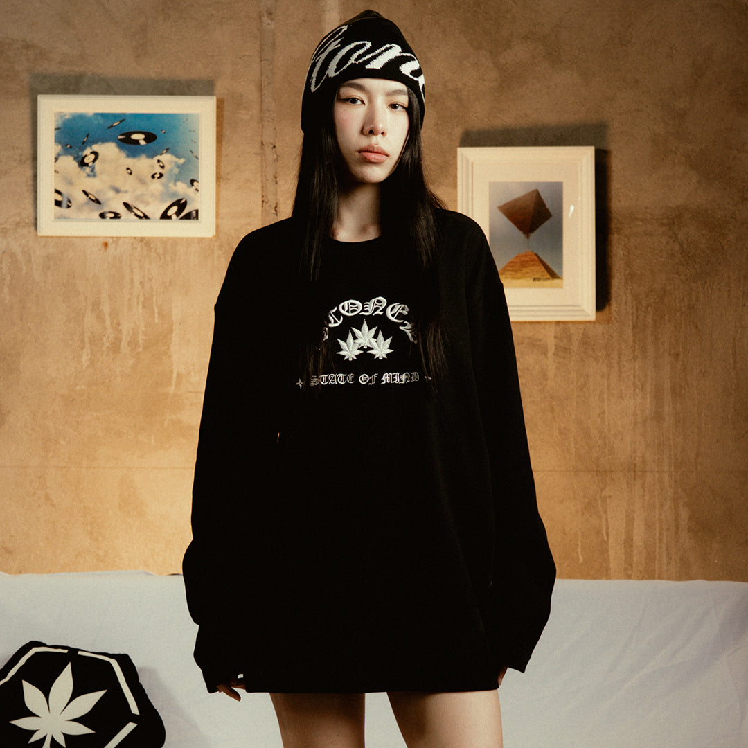 WBB25 : Waffle L/S Tee Black