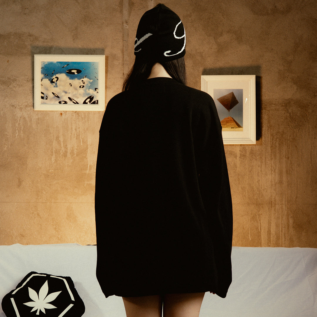 WBB25 : Waffle L/S Tee Black