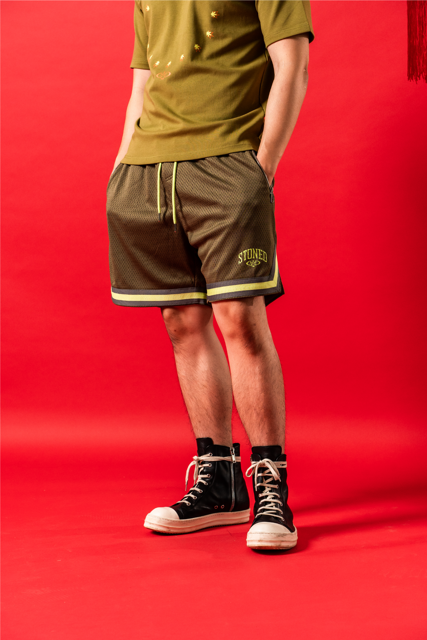 Stoned Universe : Basketball Shorts Green