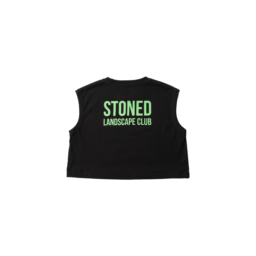 Stoned : Landscape Club Logo Sleeveless Crop Top Black