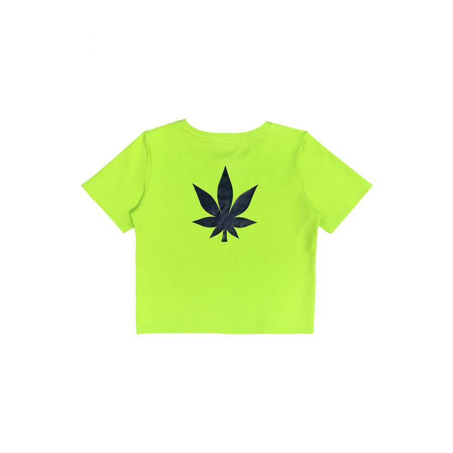 STONED STATE OF MIND CROP TOP LIME GREEN-Stoned & Co