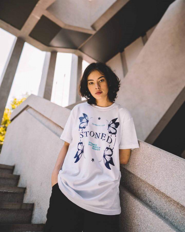 STONED BUTTERFLY EFFECT: ILLUSION TSHIRT WHITE-Stoned and Co Online