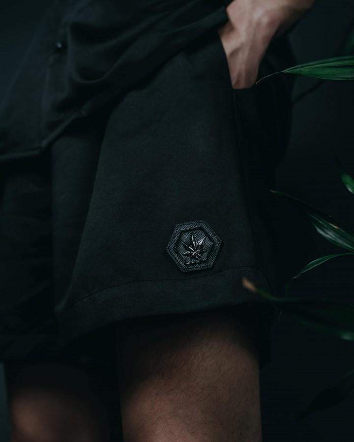BLACK BY STONED & CO: SATIN SHORTS-Stoned & Co